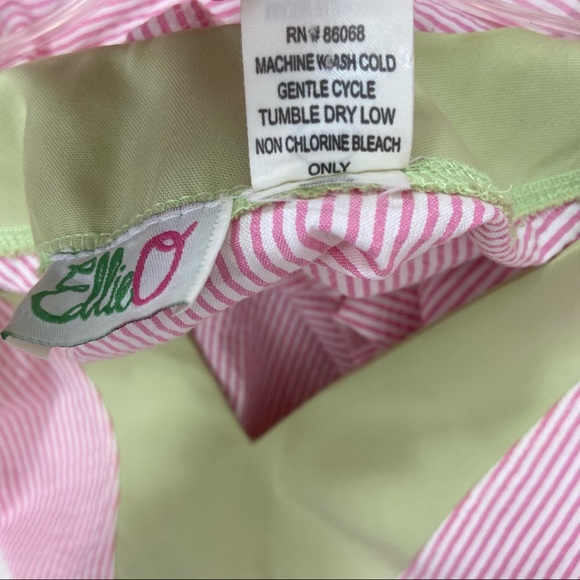 ElleO pink & green seersucker tunic top or beach coverup XS/S - Picture 5 of 8